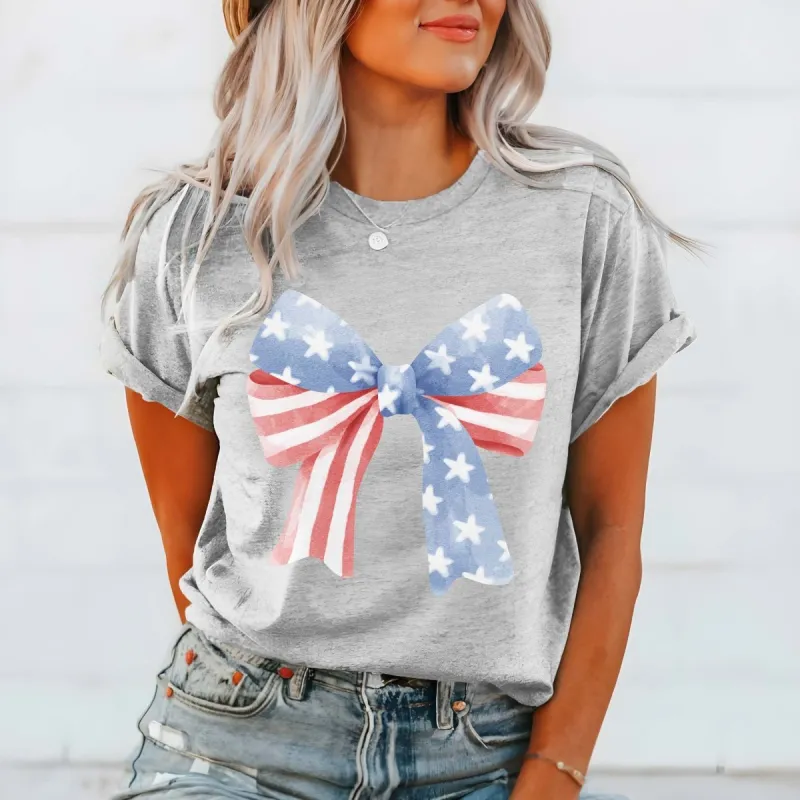 Stars and Stripes Bow Tee sold by Roxie’s Picks