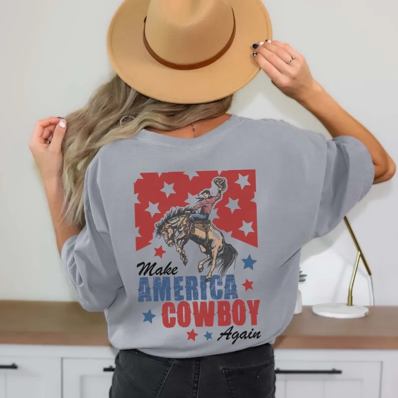 Make America Cowboy Again Back Design Comfort Color Tee sold by Roxie’s Picks