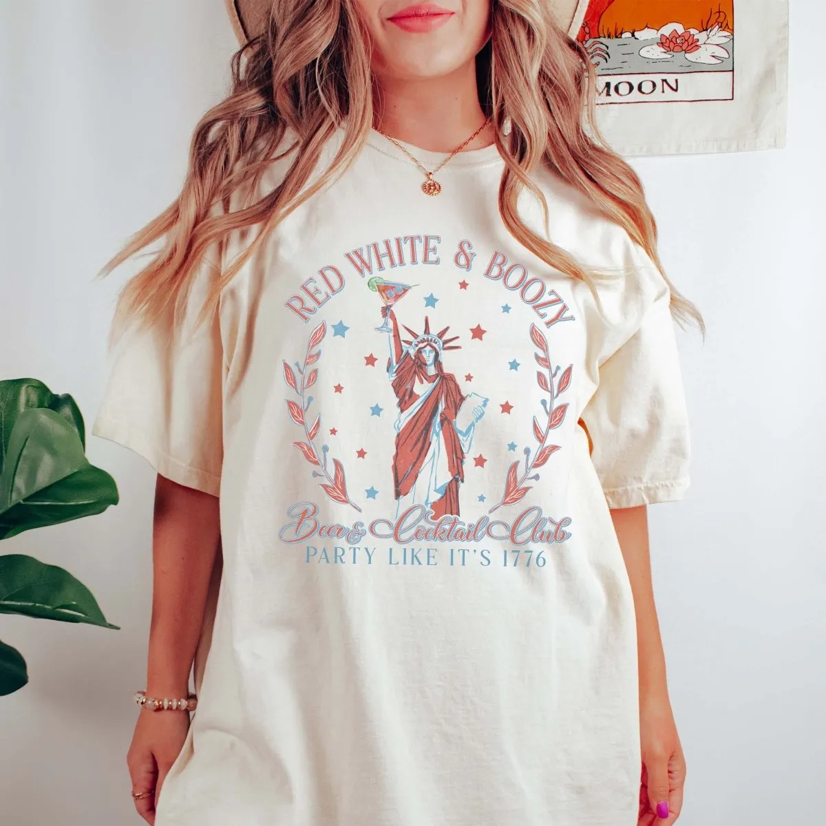 Red White & Boozy Statue of Liberty Comfort Color Tee sold by Roxie’s Picks