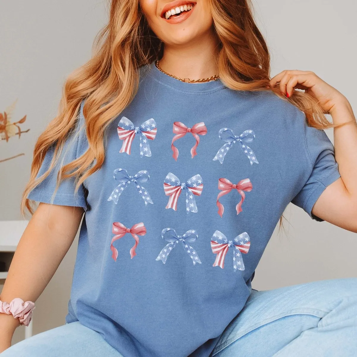 Patriotic Bow Collage Comfort Color Tee sold by Roxie’s Picks product image thumbnail 5