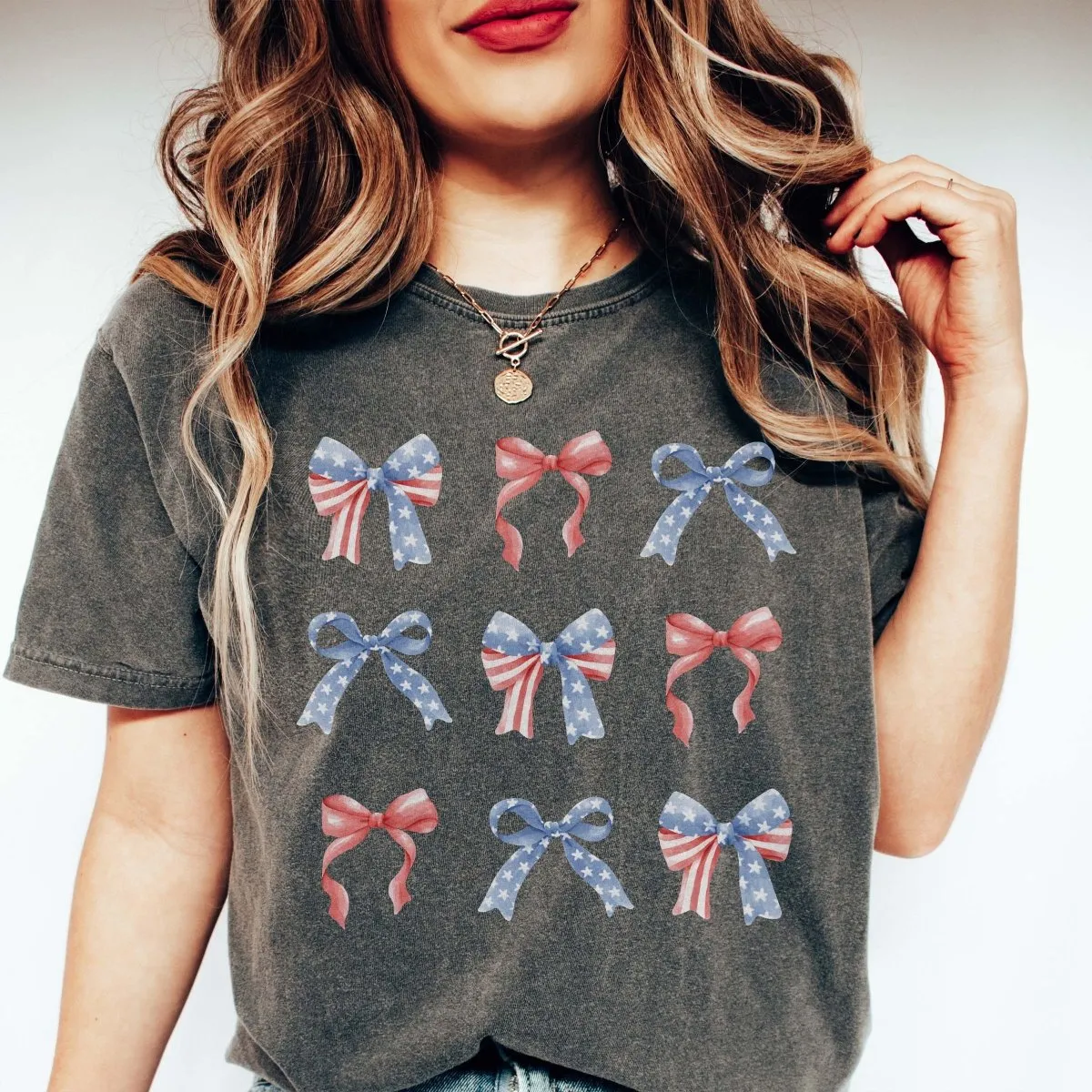 Patriotic Bow Collage Comfort Color Tee sold by Roxie’s Picks product image thumbnail 3