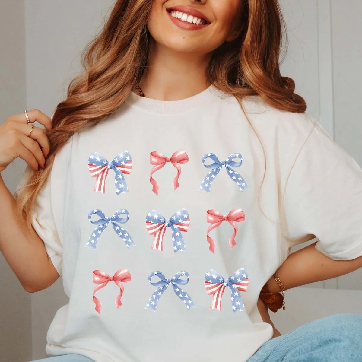 Patriotic Bow Collage Comfort Color Tee sold by Roxie’s Picks product image thumbnail 4
