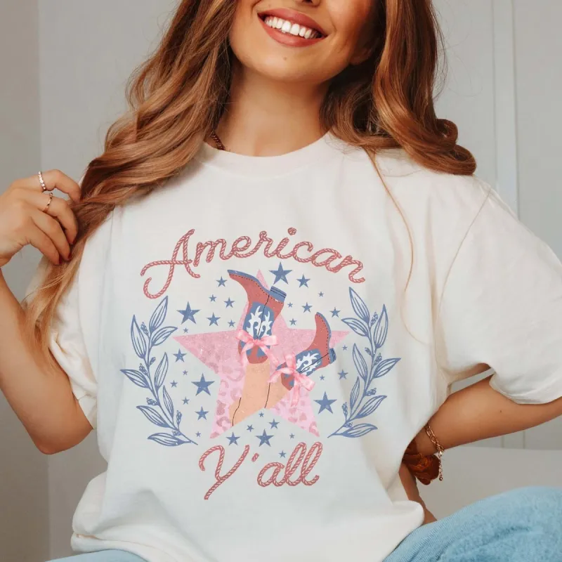 American Y'all Boots Comfort Color Tee sold by Roxie’s Picks