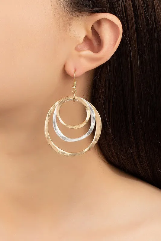 Two tone three Hammered Hoop Earrings sold by Roxie’s Picks product image thumbnail 2