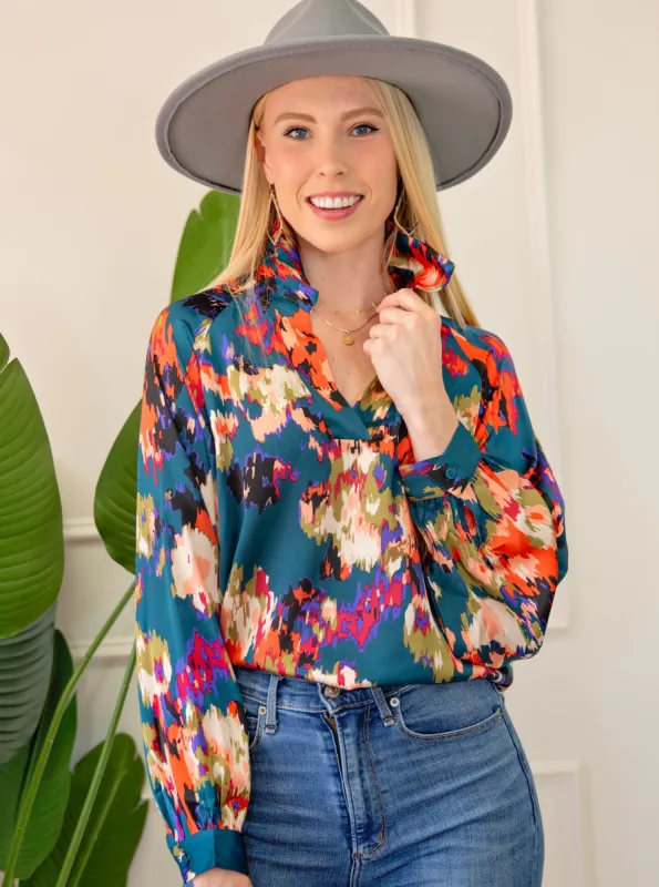 Graffiti Puff Sleeve Blouse sold by Roxie’s Picks