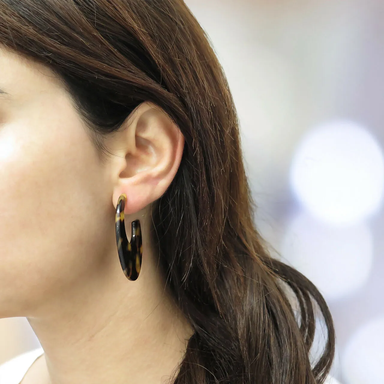 Lucite Tortoise Shell J Hoop Earrings sold by Roxie’s Picks product image thumbnail 2