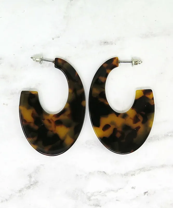 Lucite Tortoise Shell J Hoop Earrings sold by Roxie’s Picks