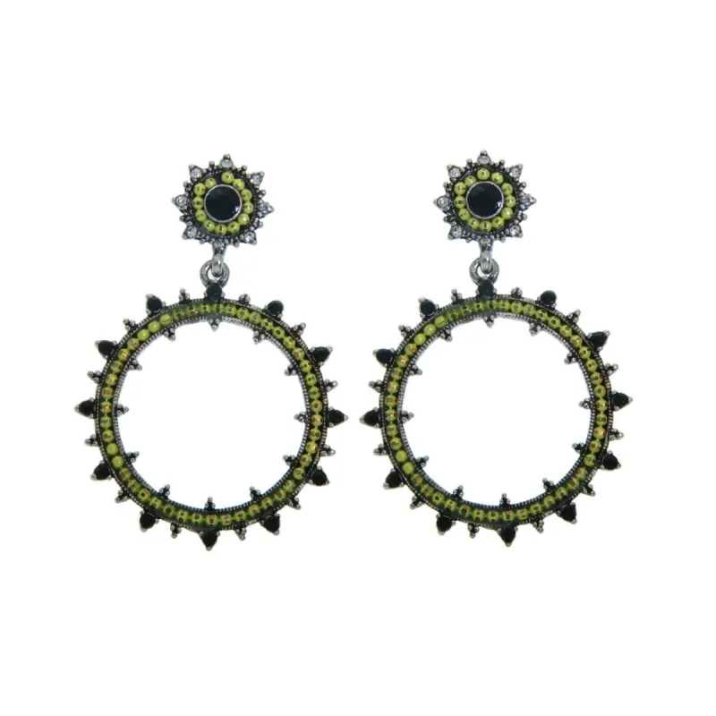 Crystal and Seed Bead Sunburst Dangle Earrings sold by Roxie’s Picks