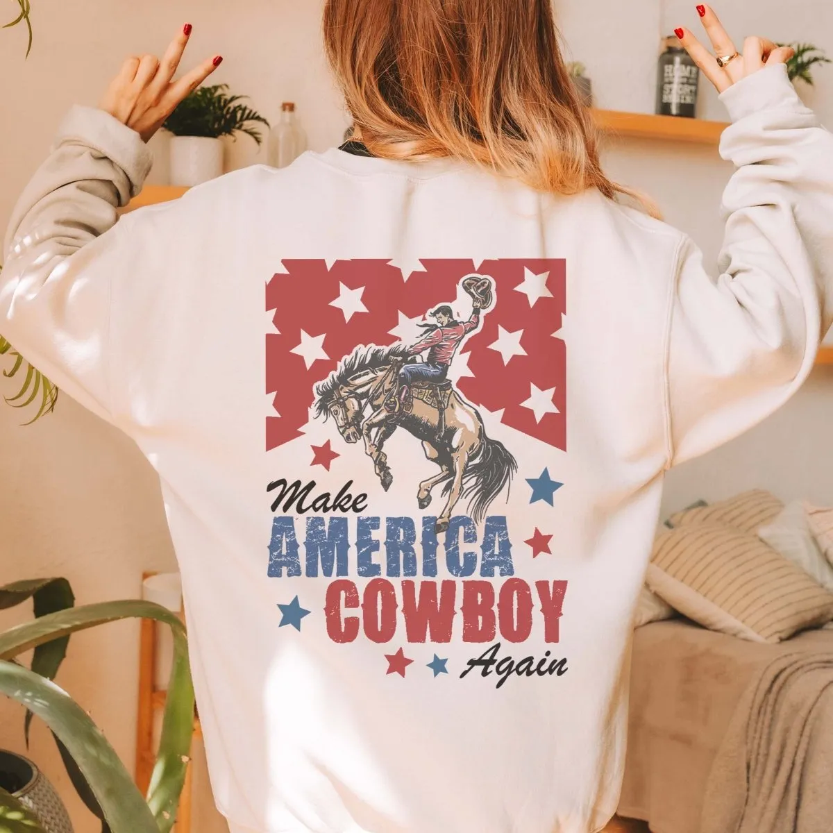 Make America Cowboy Again Back Design Sweatshirt sold by Roxie’s Picks