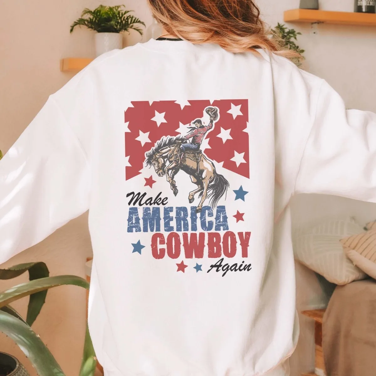 Make America Cowboy Again Back Design Sweatshirt sold by Roxie’s Picks product image thumbnail 2