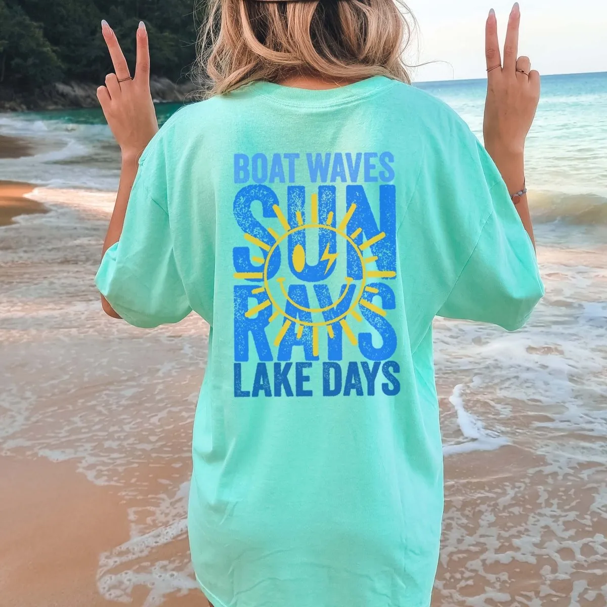 Sun Rays Lake Days Blue Back Design Comfort Color Tee sold by Roxie’s Picks product image thumbnail 4