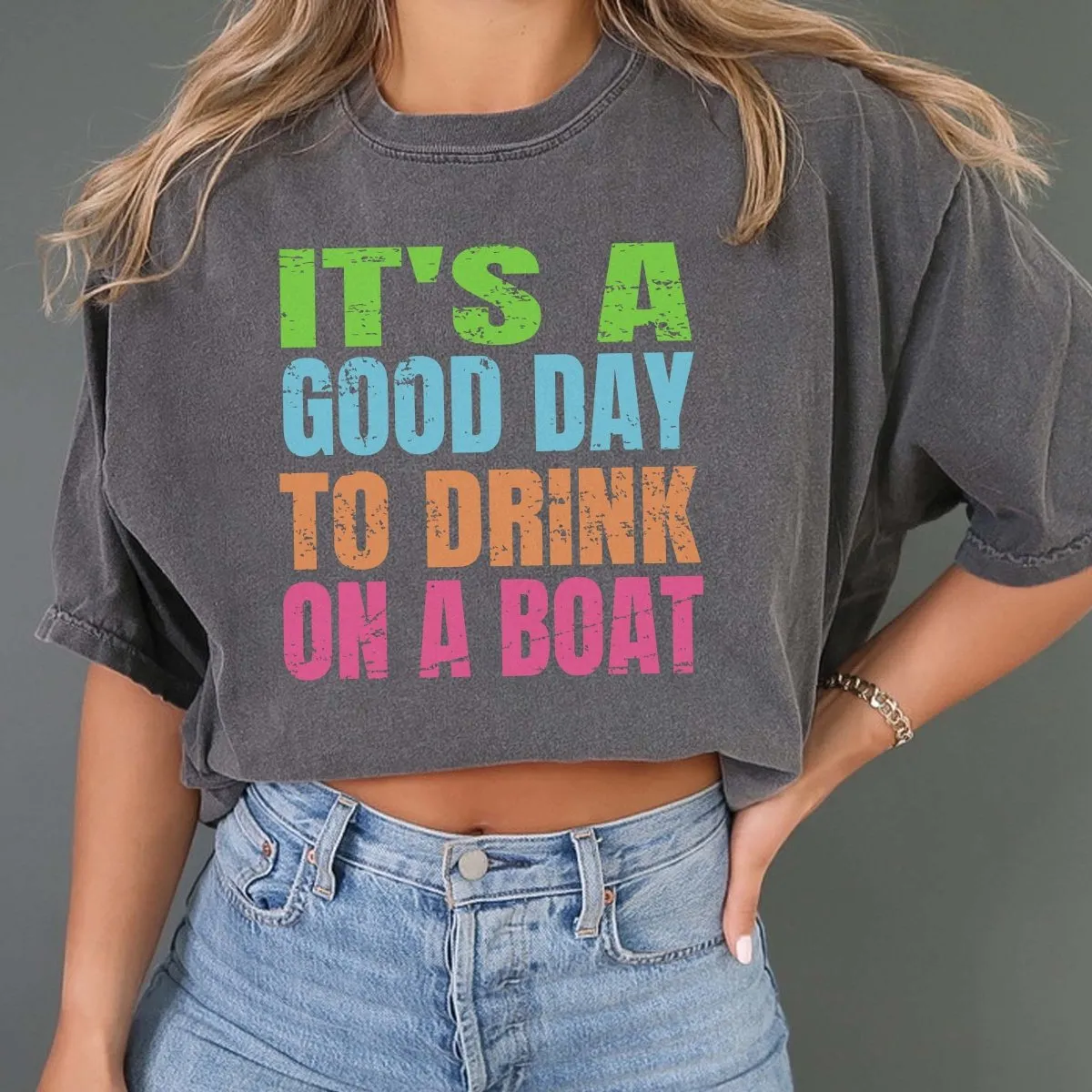 Good Day To Drink On A Boat Comfort Color Tee sold by Roxie’s Picks product image thumbnail 2