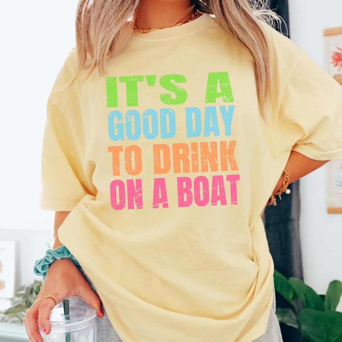 Good Day To Drink On A Boat Comfort Color Tee sold by Roxie’s Picks product image thumbnail 3