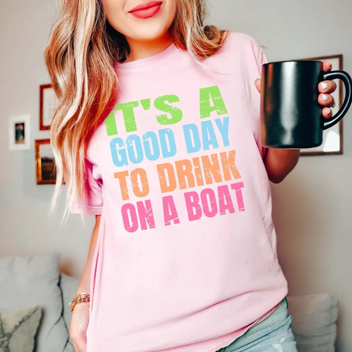Good Day To Drink On A Boat Comfort Color Tee sold by Roxie’s Picks product image thumbnail 4