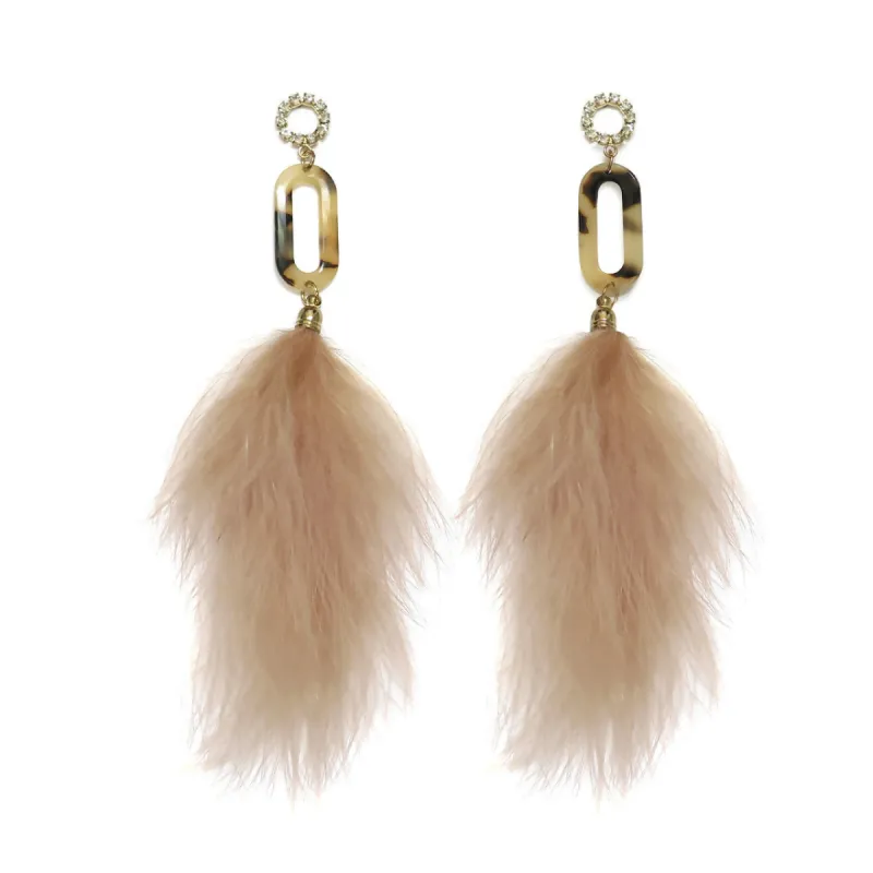 Lucite and Crystal Tortoise Shell Feather Earrings sold by Roxie’s Picks
