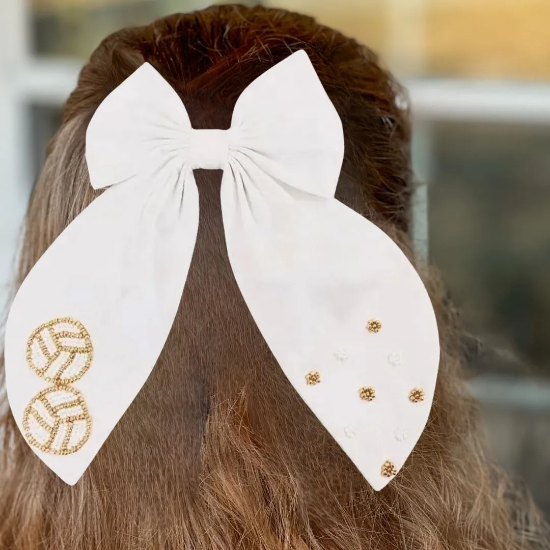 Jenny Volleyball Bead Embellished Barrette Hair Bow sold by Roxie’s Picks product image thumbnail 4