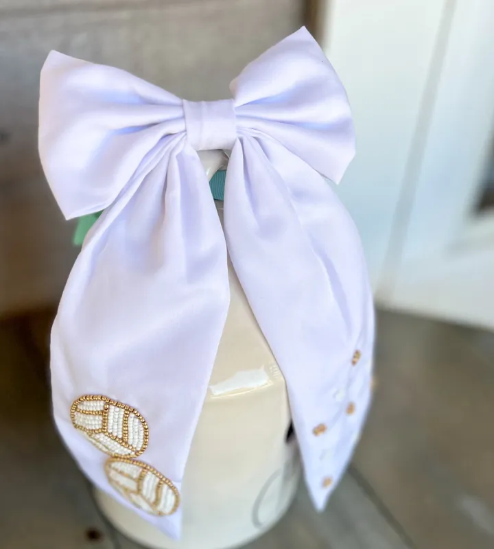 Jenny Volleyball Bead Embellished Barrette Hair Bow sold by Roxie’s Picks