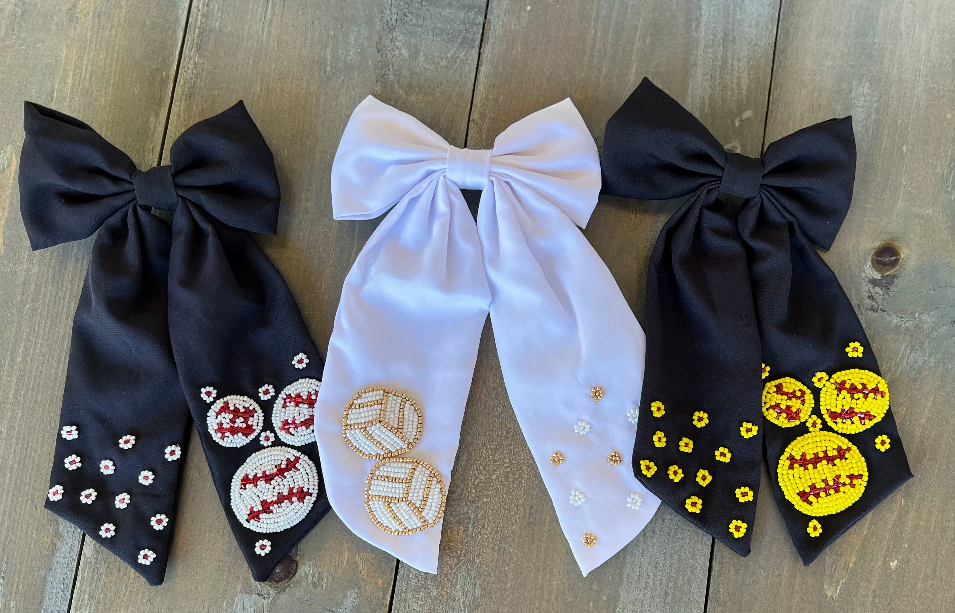 Jenny Volleyball Bead Embellished Barrette Hair Bow sold by Roxie’s Picks product image thumbnail 3