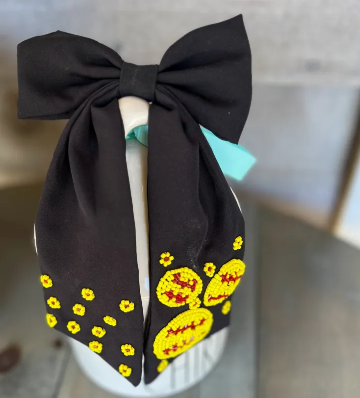 Softball Bead Embellished Barrette Bow sold by Roxie’s Picks