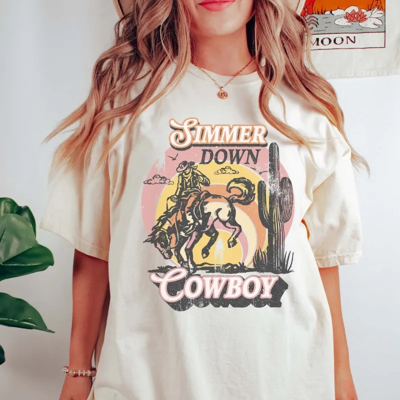 Simmer Down Cowboy Comfort Color Tee sold by Roxie’s Picks