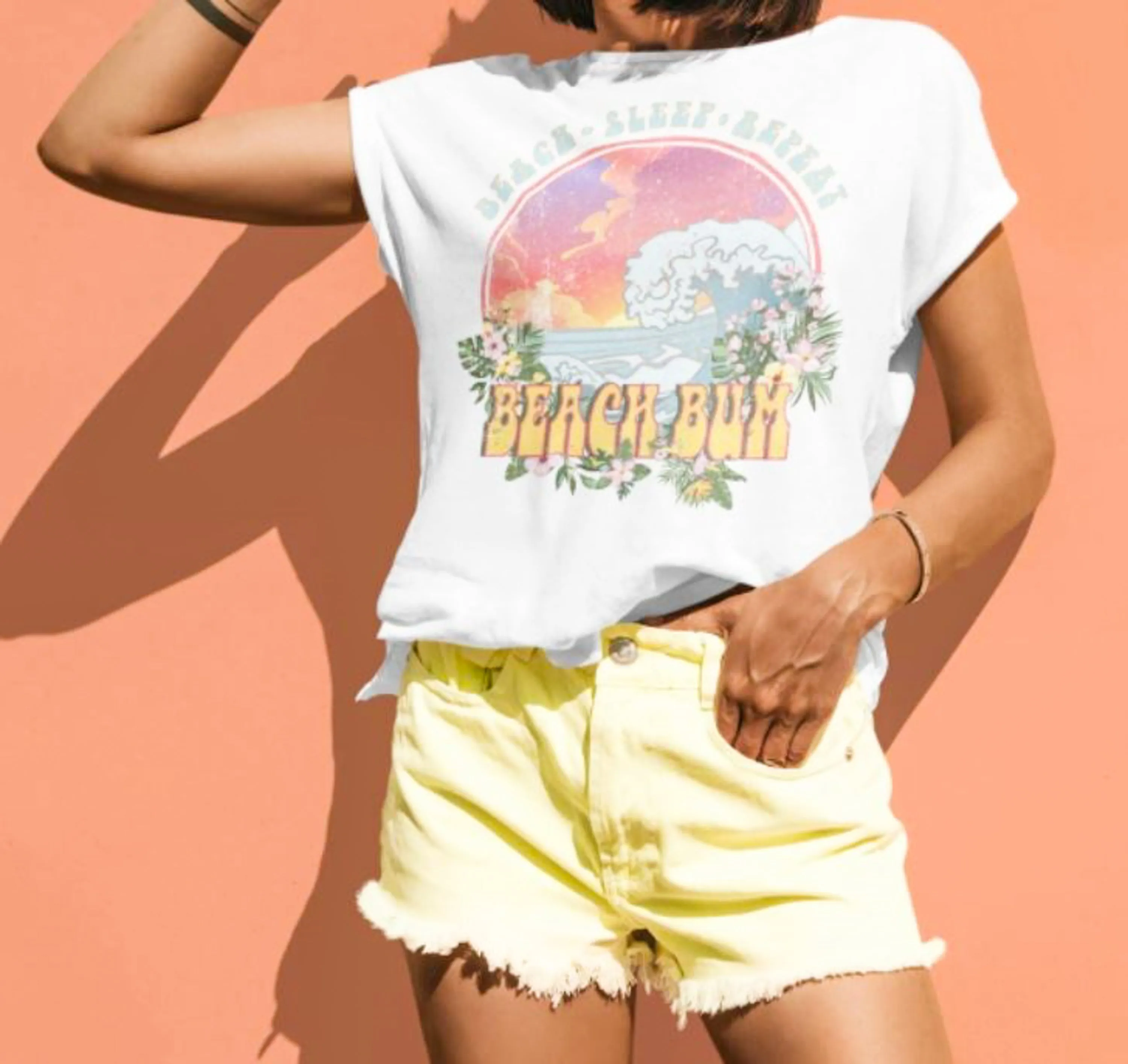 Beach Bum Distressed T-Shirt or Crew Sweatshirt sold by Roxie’s Picks