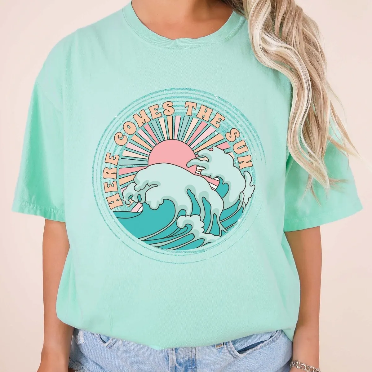 Here Comes The Sun Retro Wave Comfort Color Tee sold by Roxie’s Picks product image thumbnail 5