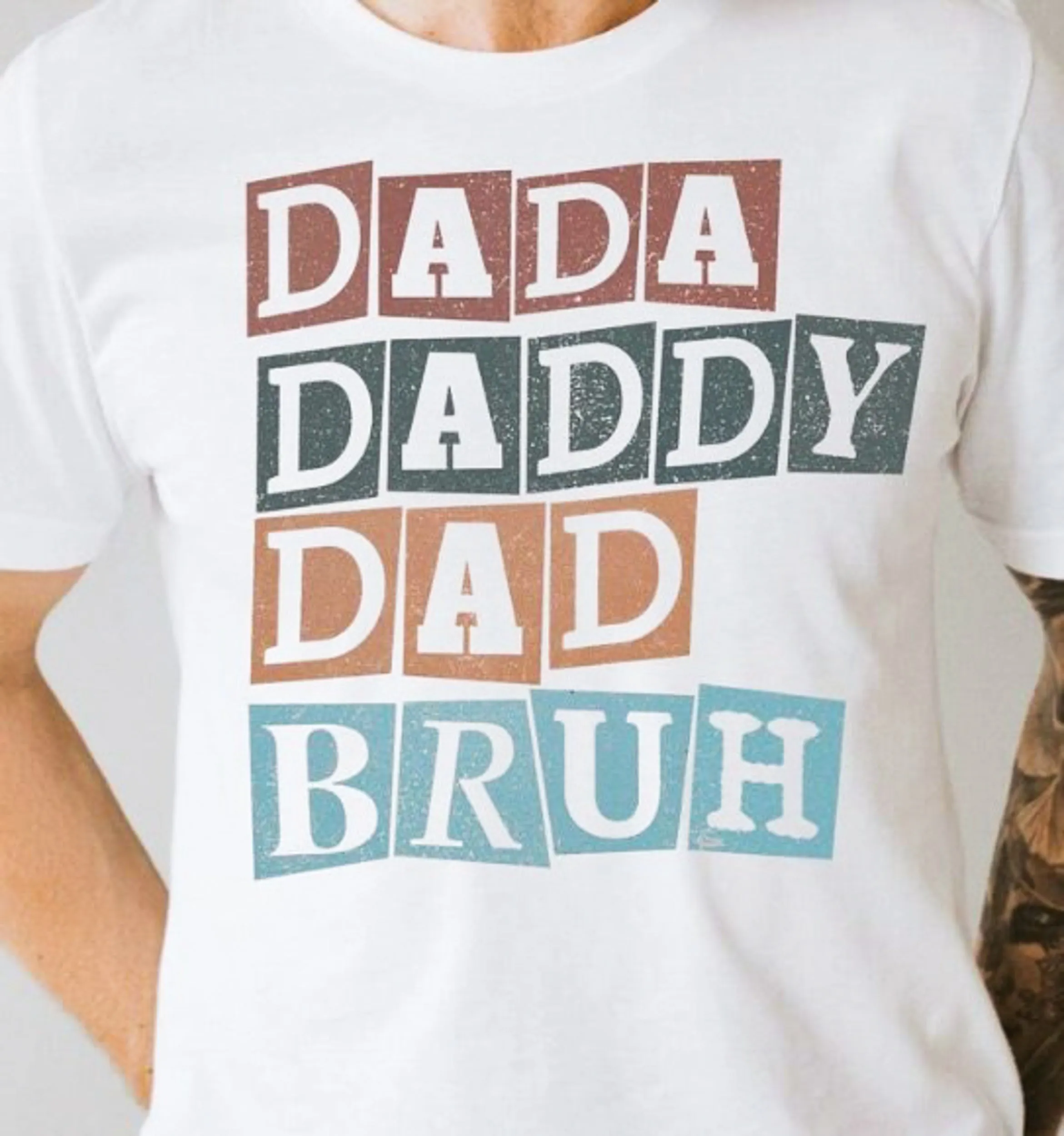 Dada Daddy Dad Bruh Retro T-Shirt or Crew Sweatshirt sold by Roxie’s Picks
