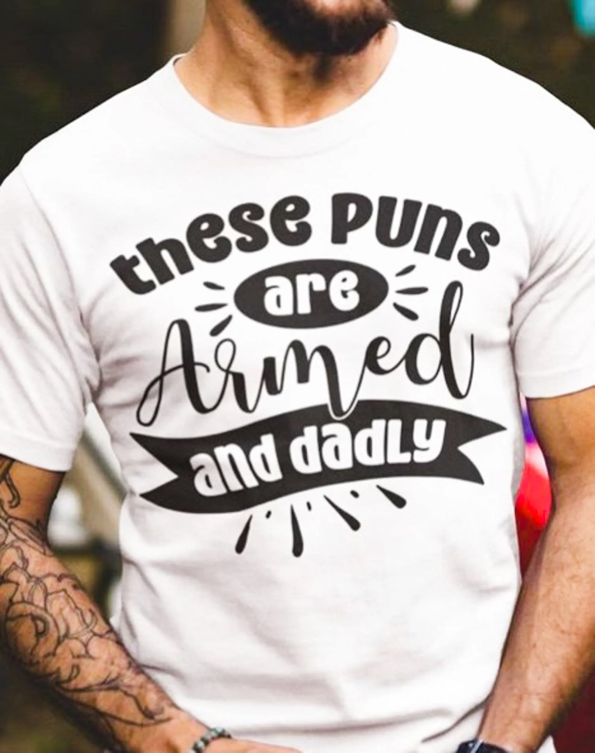 These Puns Are Armed & Dadly T-Shirt or Crew Sweatshirt sold by Roxie’s Picks