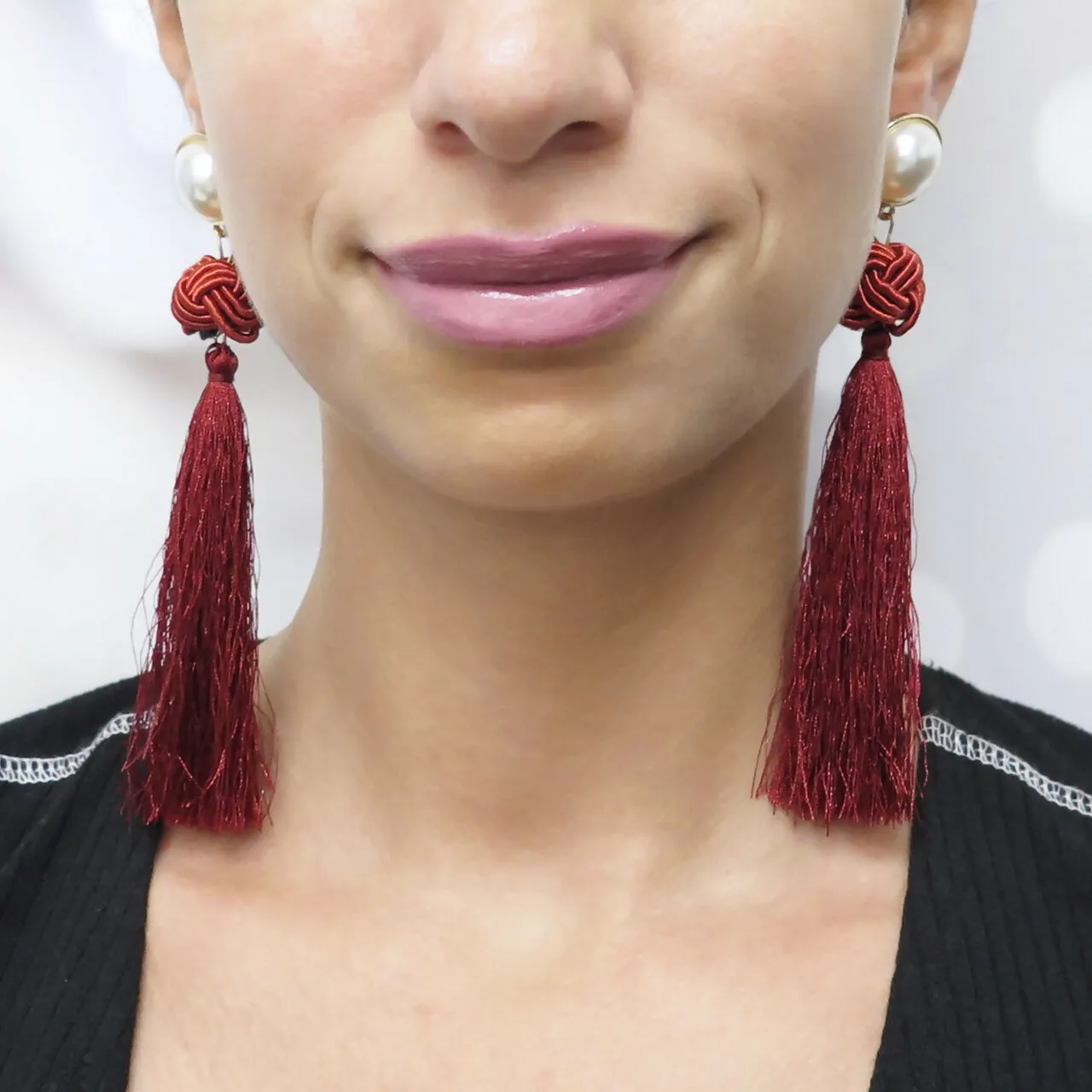 Knotted Pearl and Tassel Dangle Earrings sold by Roxie’s Picks product image thumbnail 2