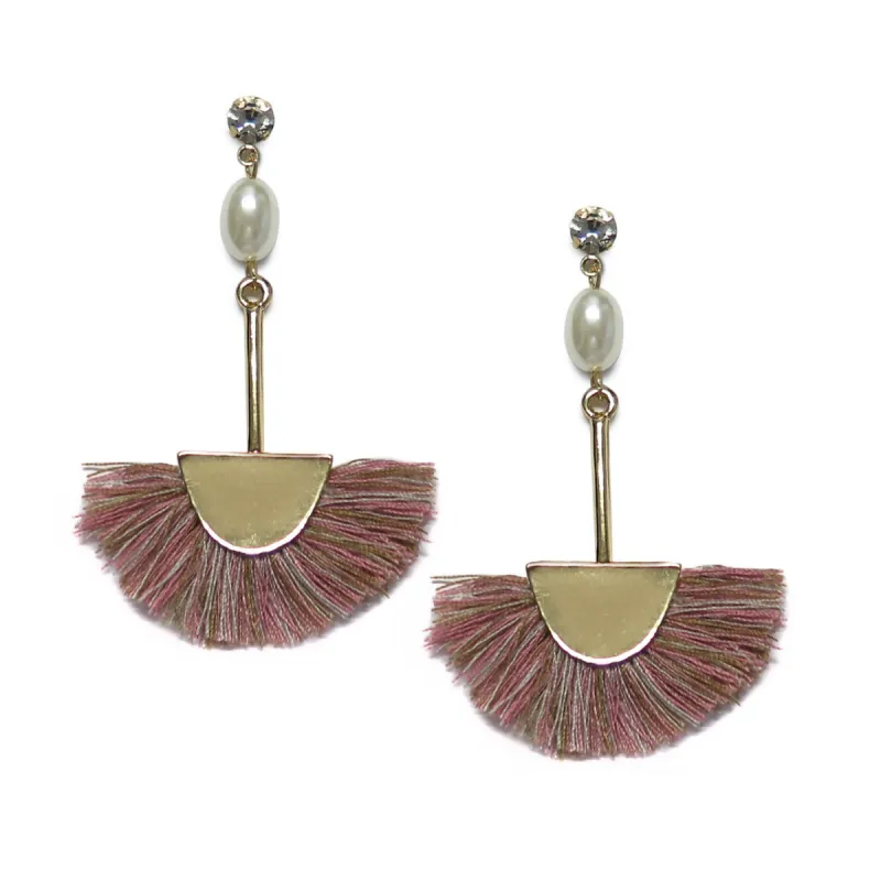 Gold Pearl and Tassel Drop Earrings sold by Roxie’s Picks