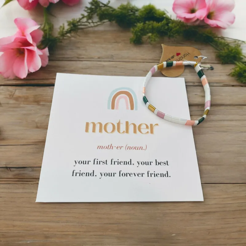 Mothers Day Card with Handmade Glass Tila Bead Bracelet sold by Roxie’s Picks