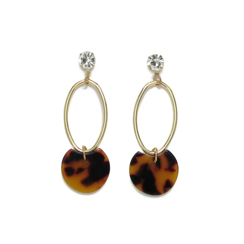 Crystal Lucite Tortoise Shell Dangle Earrings sold by Roxie’s Picks