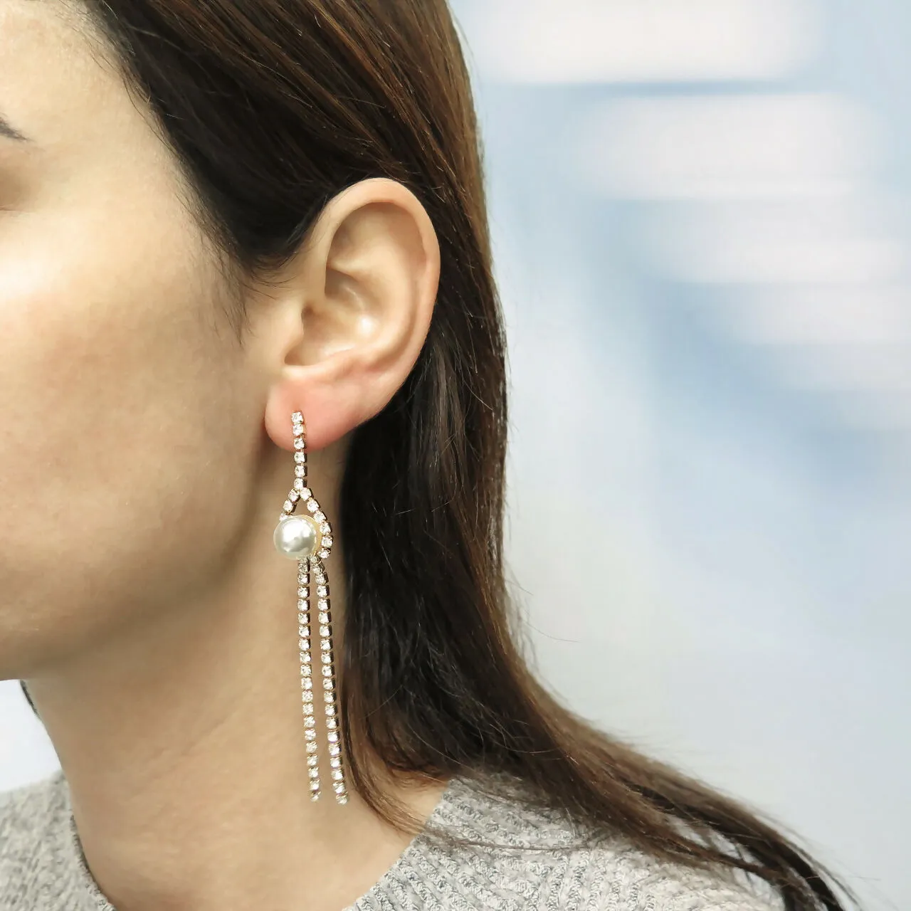 Pearl and Crystal Dangle Earrings sold by Roxie’s Picks product image thumbnail 2