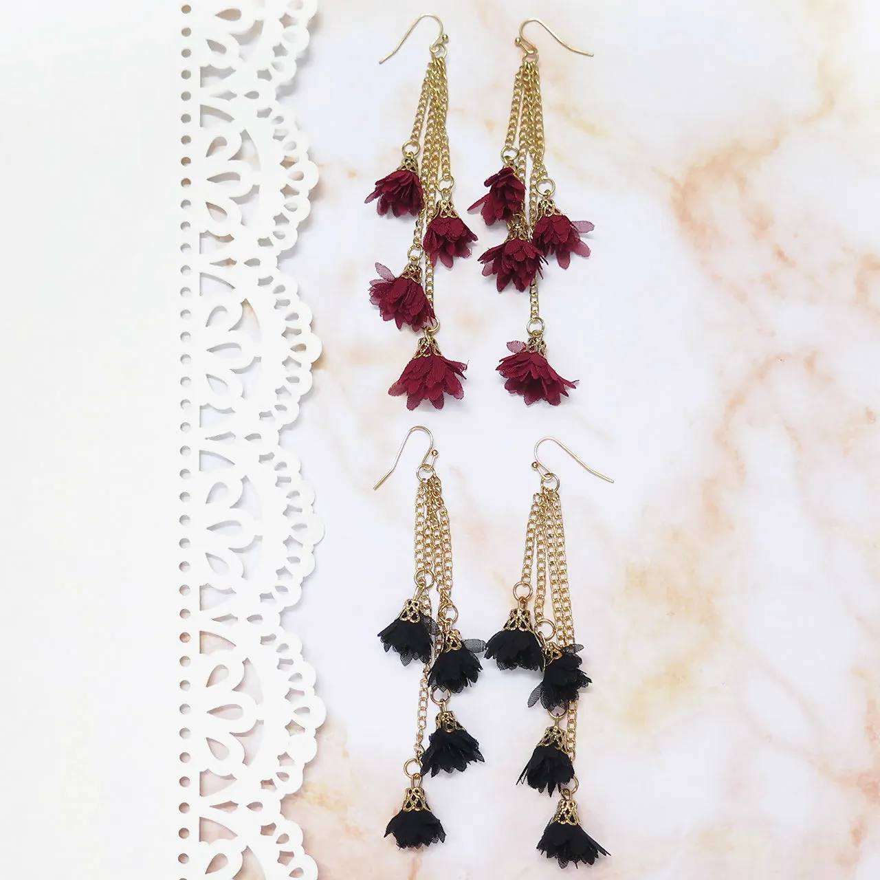 Multi Tassel Dangle Earrings sold by Roxie’s Picks