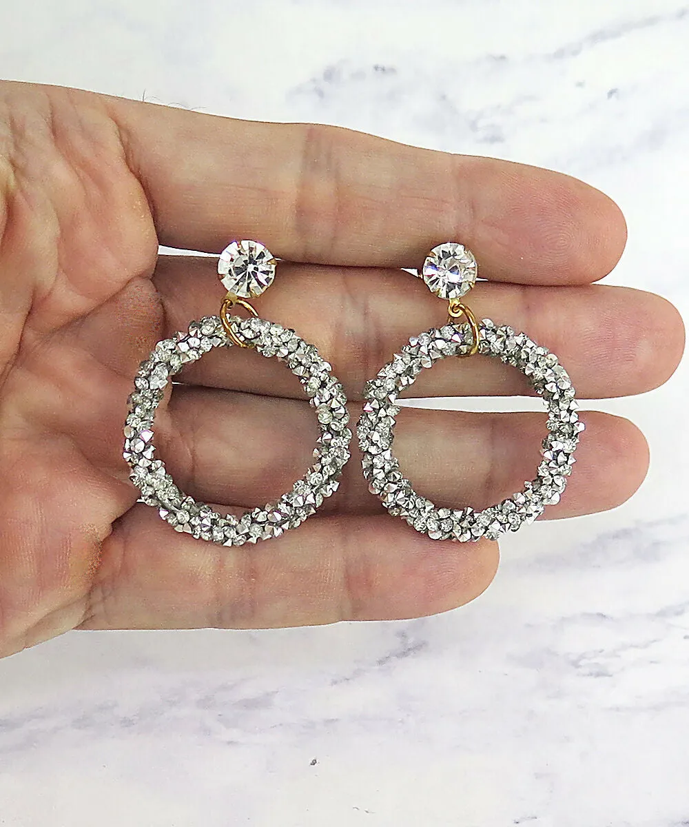 Gold Crystal Diamond Cut Rock Candy Dangle Hoop Earrings sold by Roxie’s Picks product image thumbnail 4
