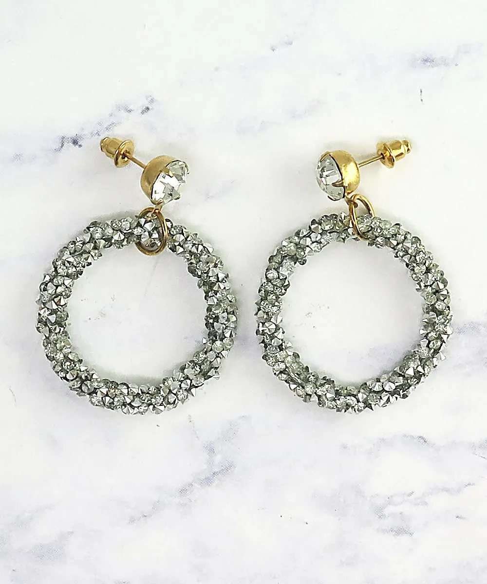 Gold Crystal Diamond Cut Rock Candy Dangle Hoop Earrings sold by Roxie’s Picks product image thumbnail 2