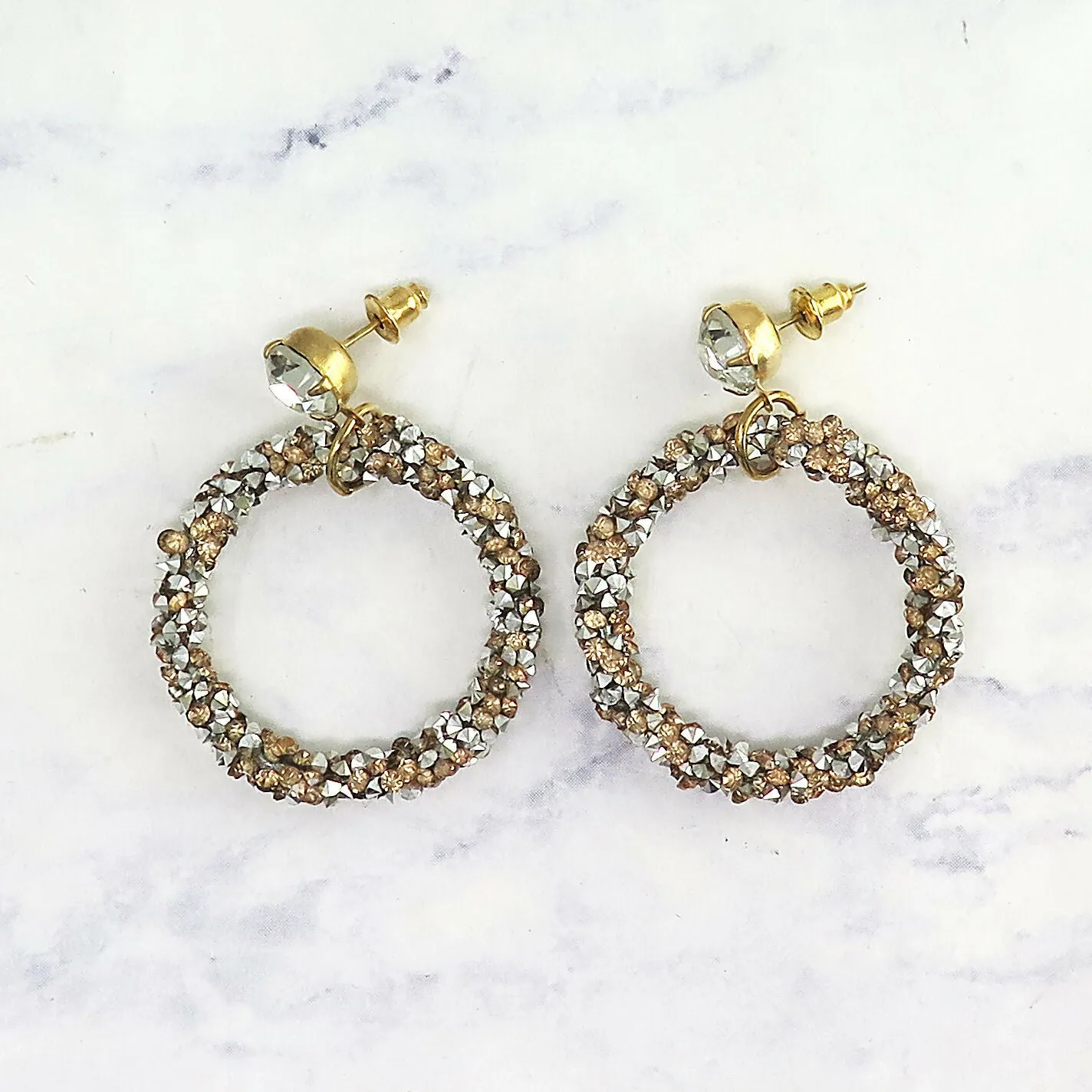Gold Crystal Diamond Cut Rock Candy Dangle Hoop Earrings sold by Roxie’s Picks product image thumbnail 3