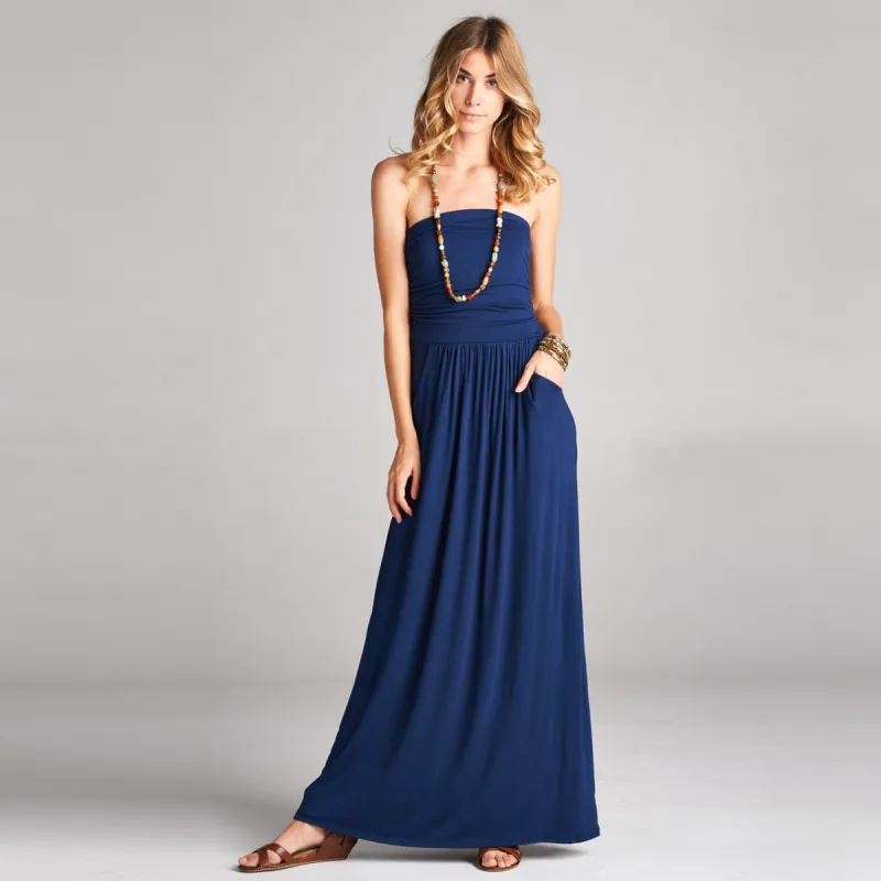 Solid Strapless Maxi Dress sold by Roxie’s Picks