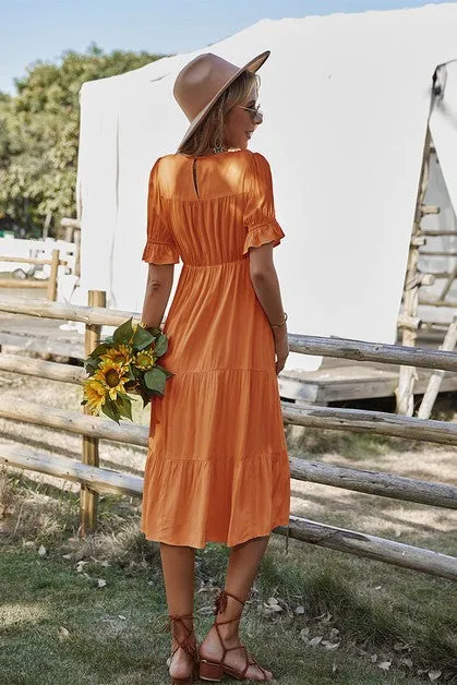 Bell Sleeves Easy Tiered Midi Dress sold by Roxie’s Picks product image thumbnail 5