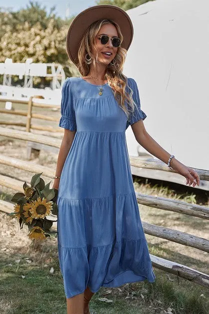 Bell Sleeves Easy Tiered Midi Dress sold by Roxie’s Picks product image thumbnail 2