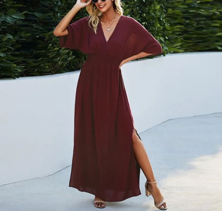 V-Neck Dolman Sleeves Maxi Dress sold by Roxie’s Picks
