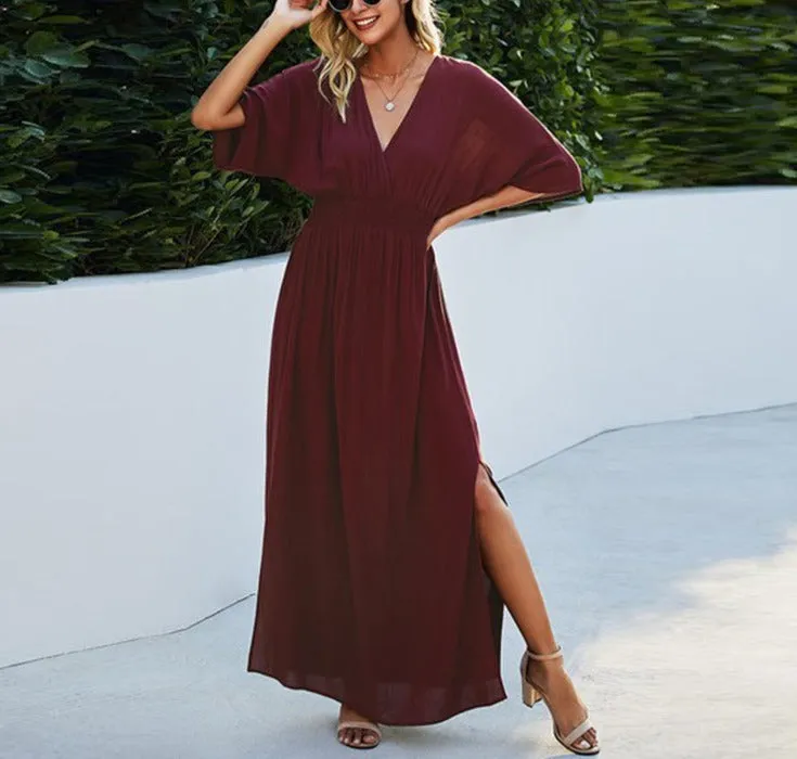 V-Neck Dolman Sleeves Maxi Dress sold by Roxie’s Picks