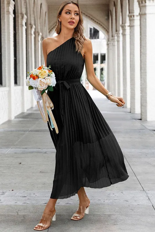 One Shoulder Pleated Maxi Dress sold by Roxie’s Picks product image thumbnail 4