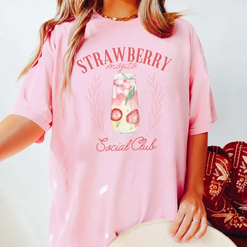 Strawberry Mojito Social Club Comfort Color Tee sold by Roxie’s Picks