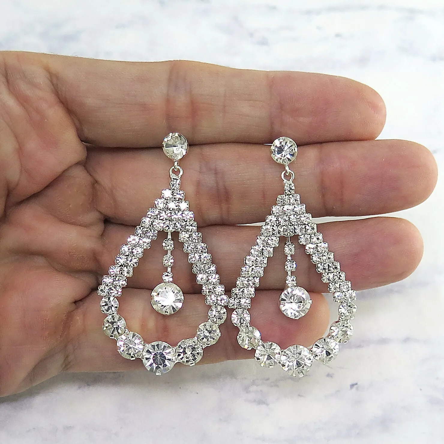 Crystal Teardrop Dangle Earrings sold by Roxie’s Picks product image thumbnail 2