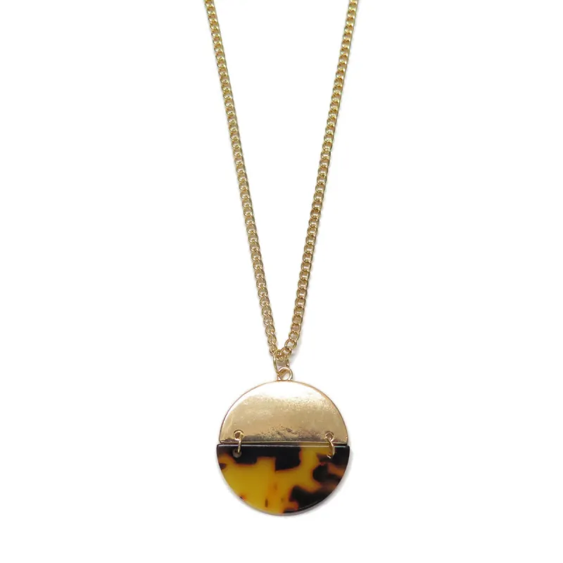 Long Gold Tortoise Shell Disc Necklace sold by Roxie’s Picks