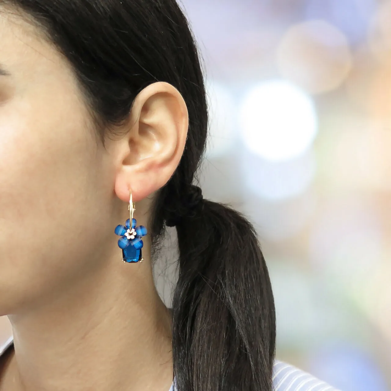 Flower Cut Crystal Hoop Earrings sold by Roxie’s Picks product image thumbnail 2