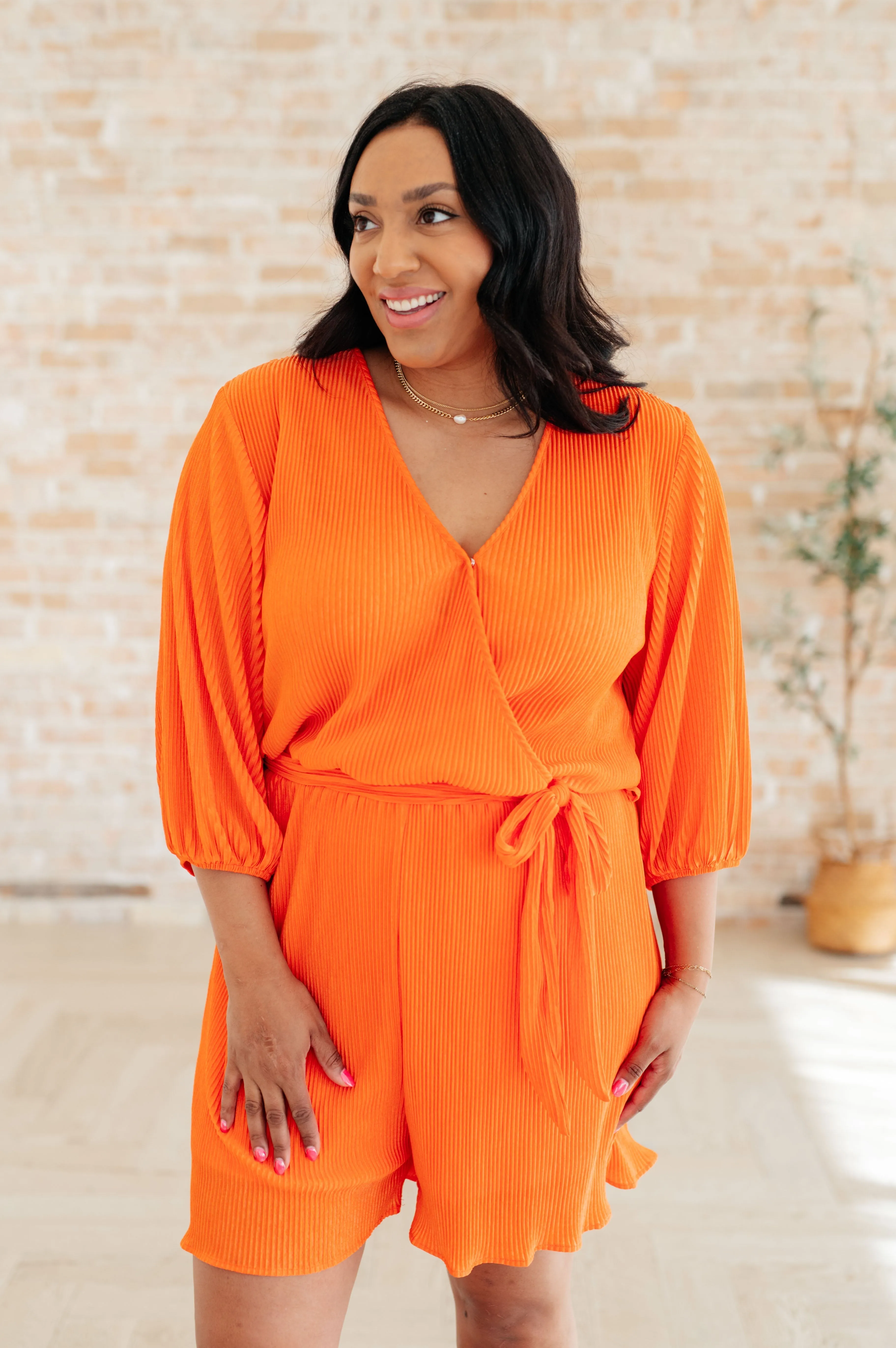 Roll With me Romper in Tangerine- PLUS SIZE sold by Roxie’s Picks