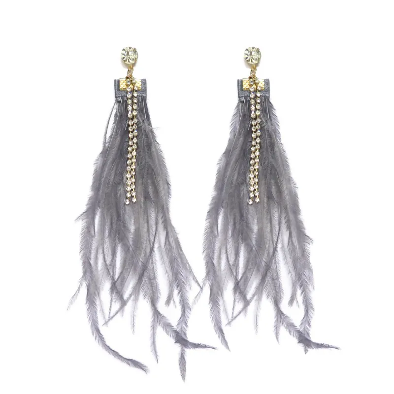 Gold Crystal Feather Dangle Earrings sold by Roxie’s Picks