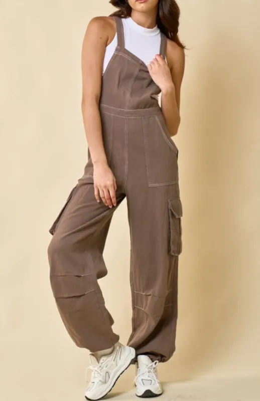 Cotton Twill Cargo Overall Jumpsuit-LOW STOCK sold by Roxie’s Picks